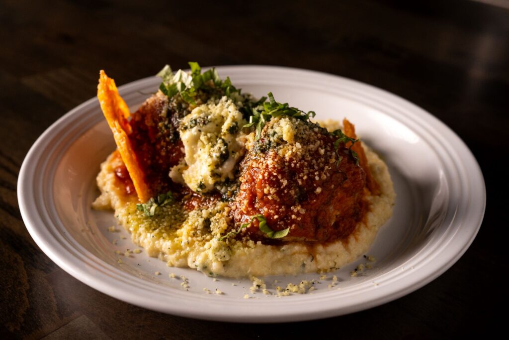 GF Italian meatballs with house-made polenta